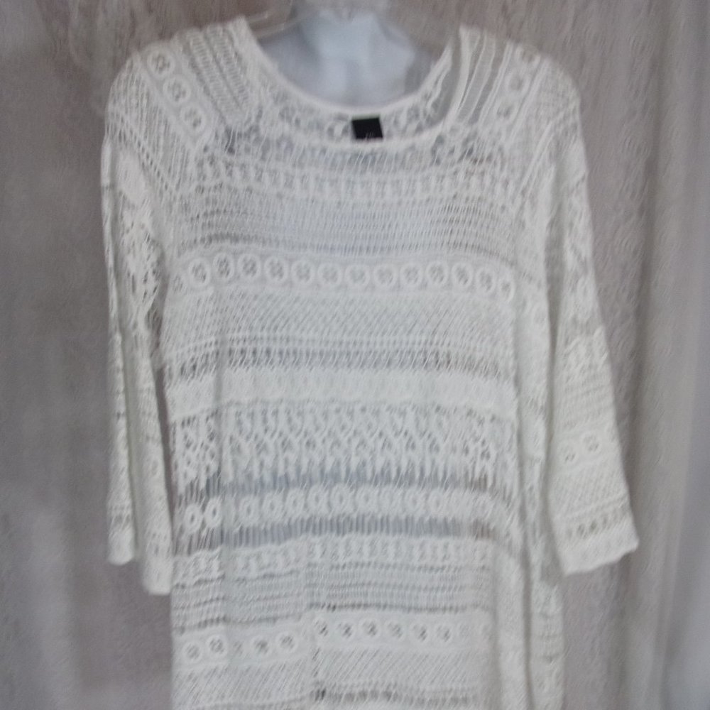 Open Lace Sexy White Top Petite XL